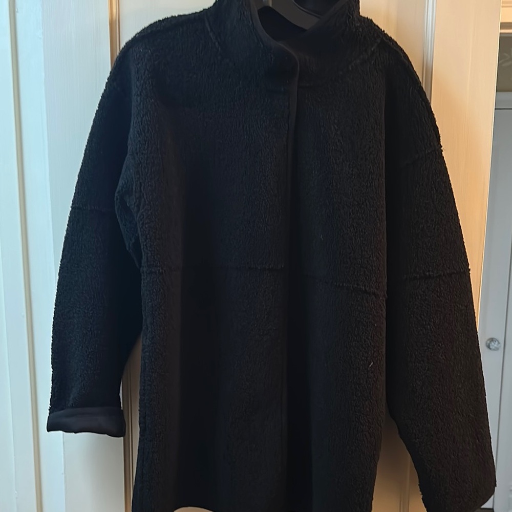 Black Teddy Jacket Oversized High Collar